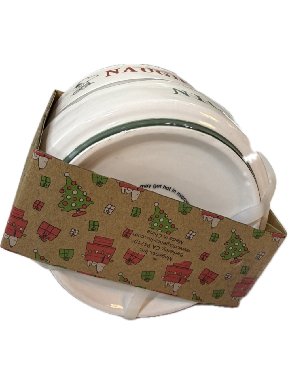 Rae Dunn Peanuts Snoopy Naughty Nice Dog Bowls Set Christmas Pet Feeding Dish - Picture 4 of 4